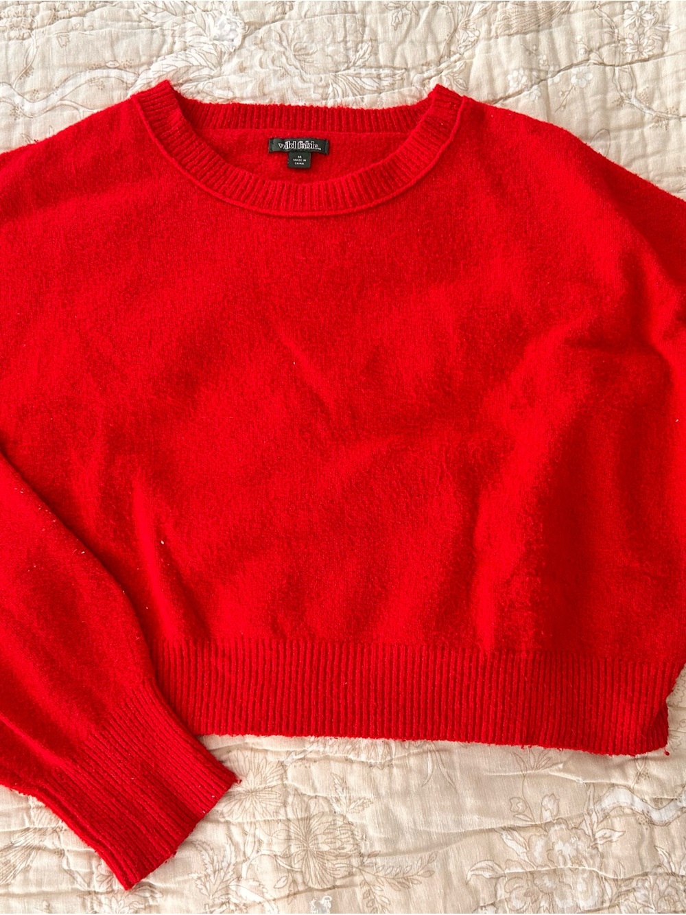 wild fable Red Crewneck Cropped Sweater